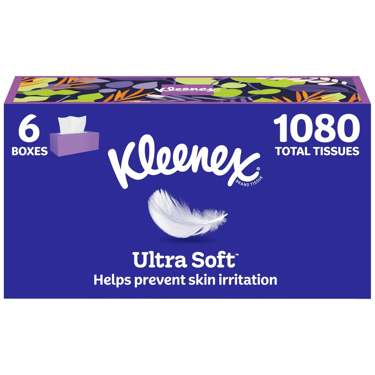  Kleenex Ultra Soft Facial Tissues 6 Flat Boxes 180 Tissues per Box 3-Ply — product photo