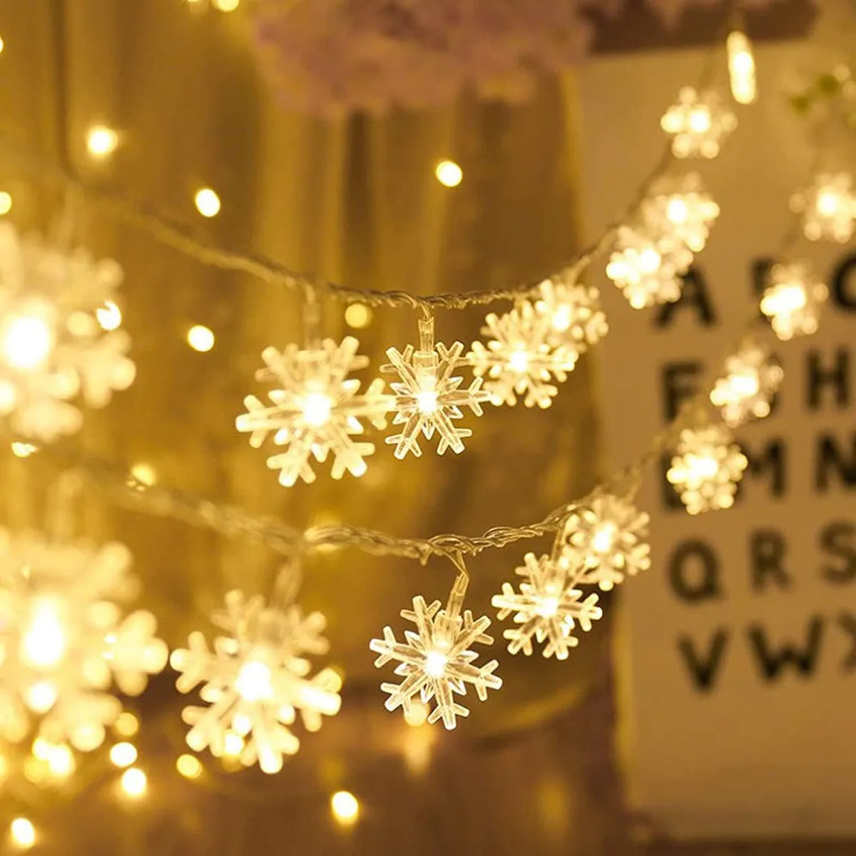 Gemdeck Gemdeck 2pcs Christmas Snowflake Fairy Lights 9.8ft 20LEDS Yellow — product photo