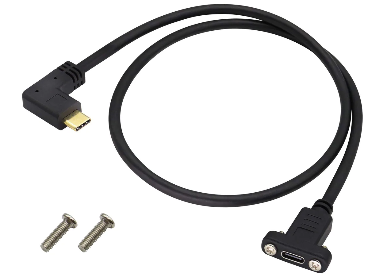 BUCIER BUCIER 90 Degree USB 3.1 Type C Male to Female Panel Mount Cable 10Gbps 0.6M — product photo