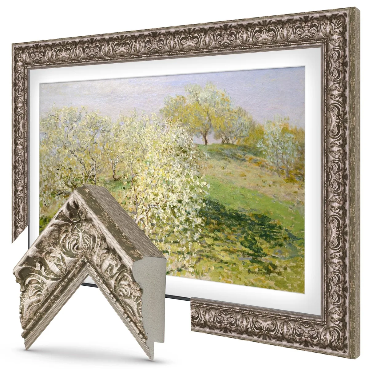 Frame My TV Frame My TV Tuscan Silver 55" Premiere Deco TV Frame 2 in 1 accessory — product photo