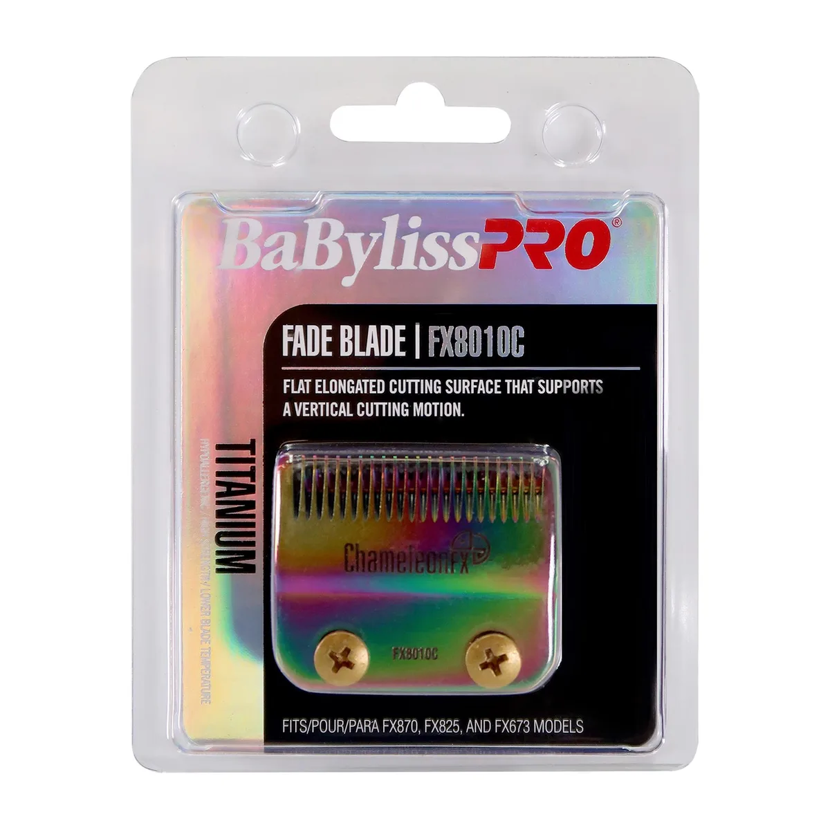 Small rectangular titanium blade with chameleon finish two mounting holes
