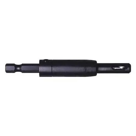 Self-centering hinge drill bit with silver metal body and 1/4-inch hex shank
