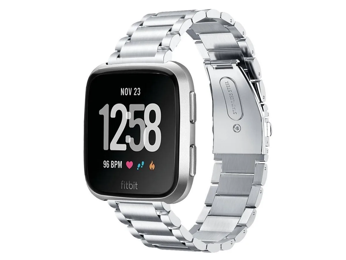 BONAEVER BONAEVER Metal Band for Fitbit Versa/Special/Lite Black 316L Stainless Steel 5.5-8.2 — product photo