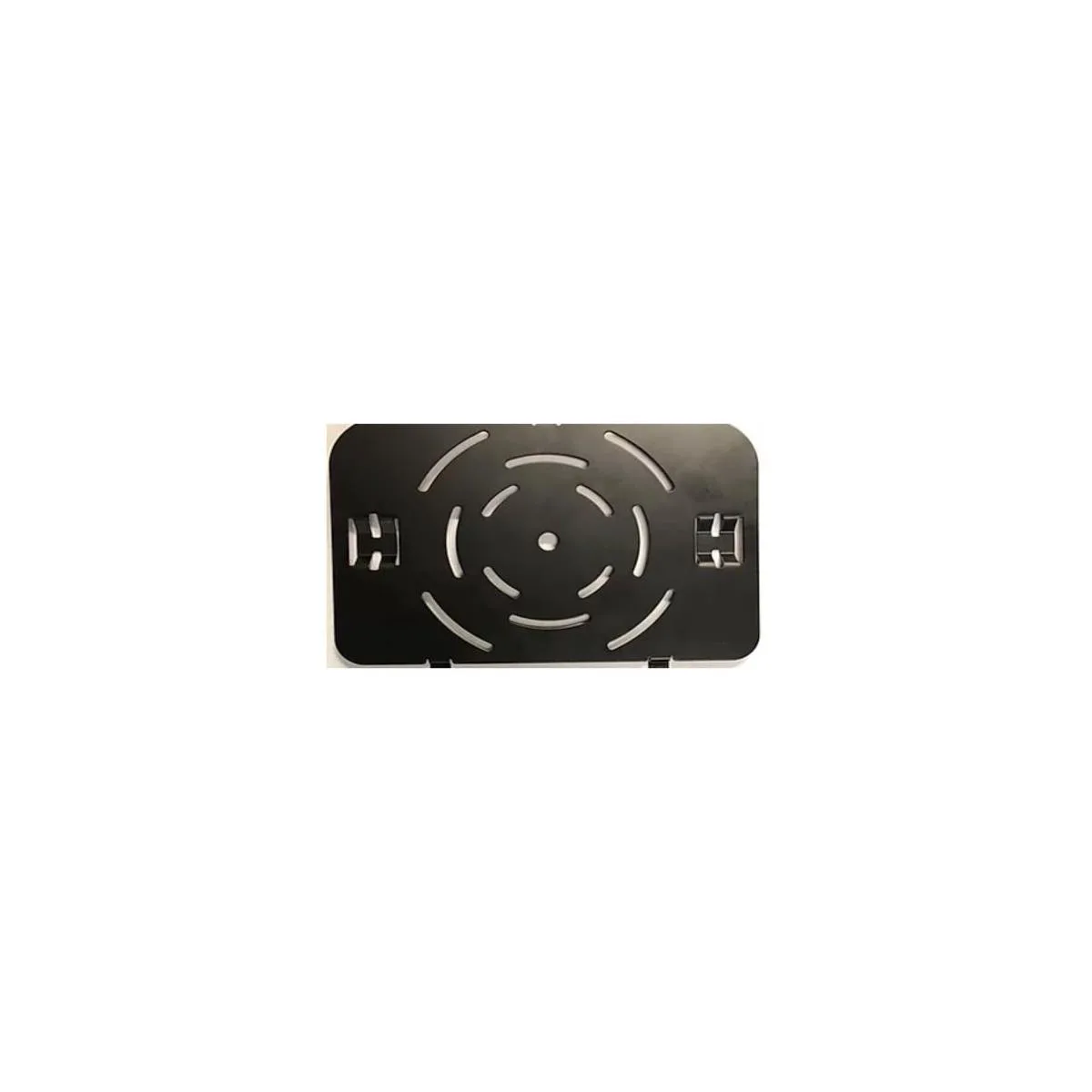 Black steel ceiling bracket for PTZ cameras, two-piece design with mounting hardware