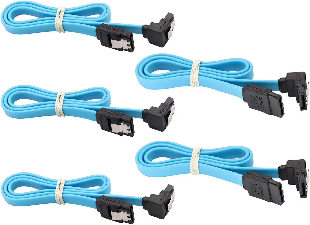 Vszerda Vszerda SATA Cable III 6Gbps 90° right-angle locking latch 18 inch 4-pack blue — product photo