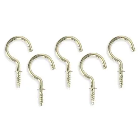 Brass finished steel cup hooks, pack of 20