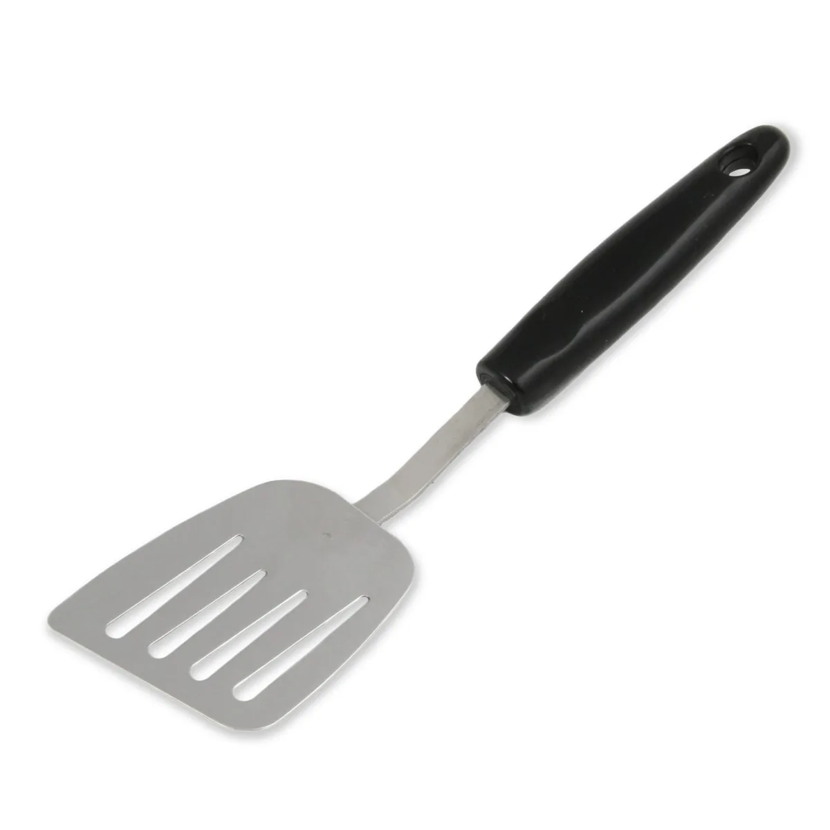 OXO Select stainless steel turner with black plastic handle, 10.5 inch blade, hanging hole