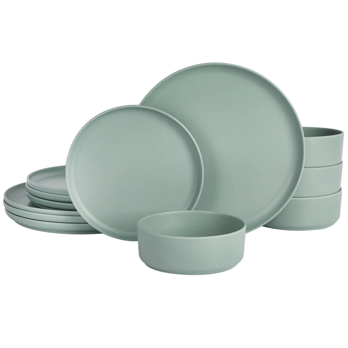 Gibson Gibson Canyon Crest 12 Piece Melamine Dinnerware Set Dark Sage — product photo