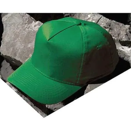 Green polyethylene bump cap with long brim and hook-and-loop closure