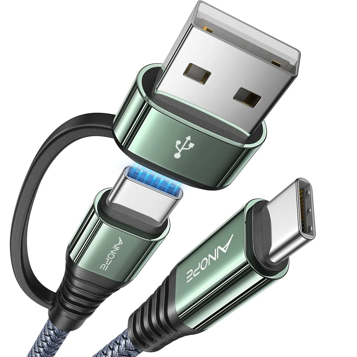 KEHIPI KEHIPI USB C Cable 10ft 60W Grey With USB Adapter — product photo
