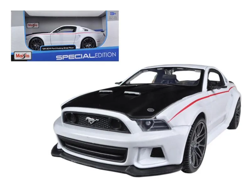 Maisto Maisto 2014 Ford Mustang "Street Racer" White with Black Hood "Special Edition" 1/24 Diecast Hobby Collectible — product photo