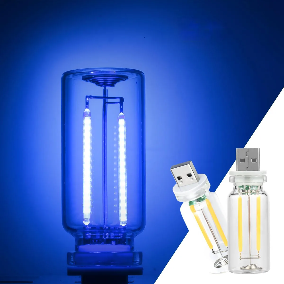  2 Pack Car LED Lights Interior USB Touch Dimmable Blue — product photo