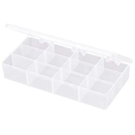 Translucent polypropylene box with twelve compartments and lid