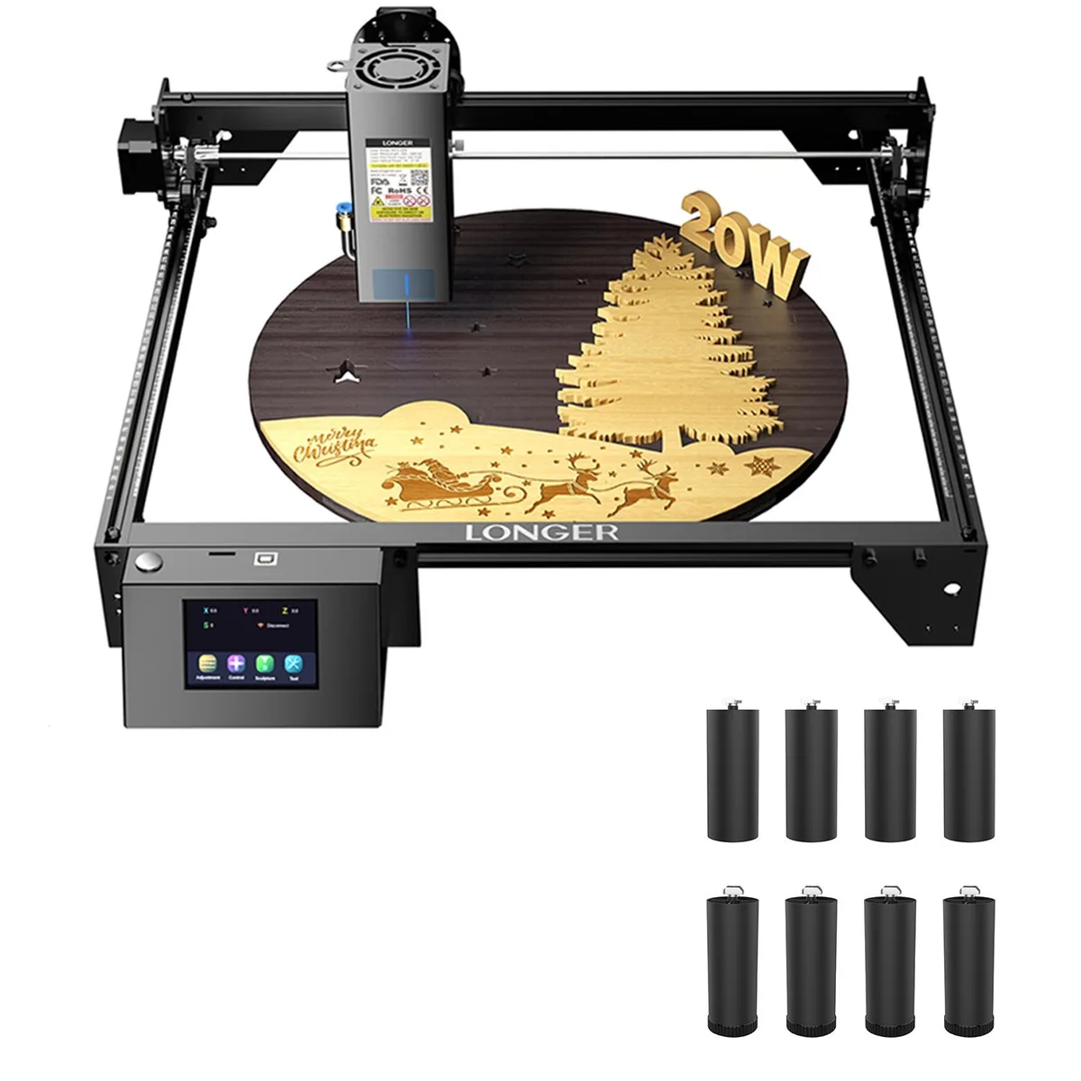 LONGER LONGER RAY5 20W Laser Engraver with 8 Riser Pads — product photo