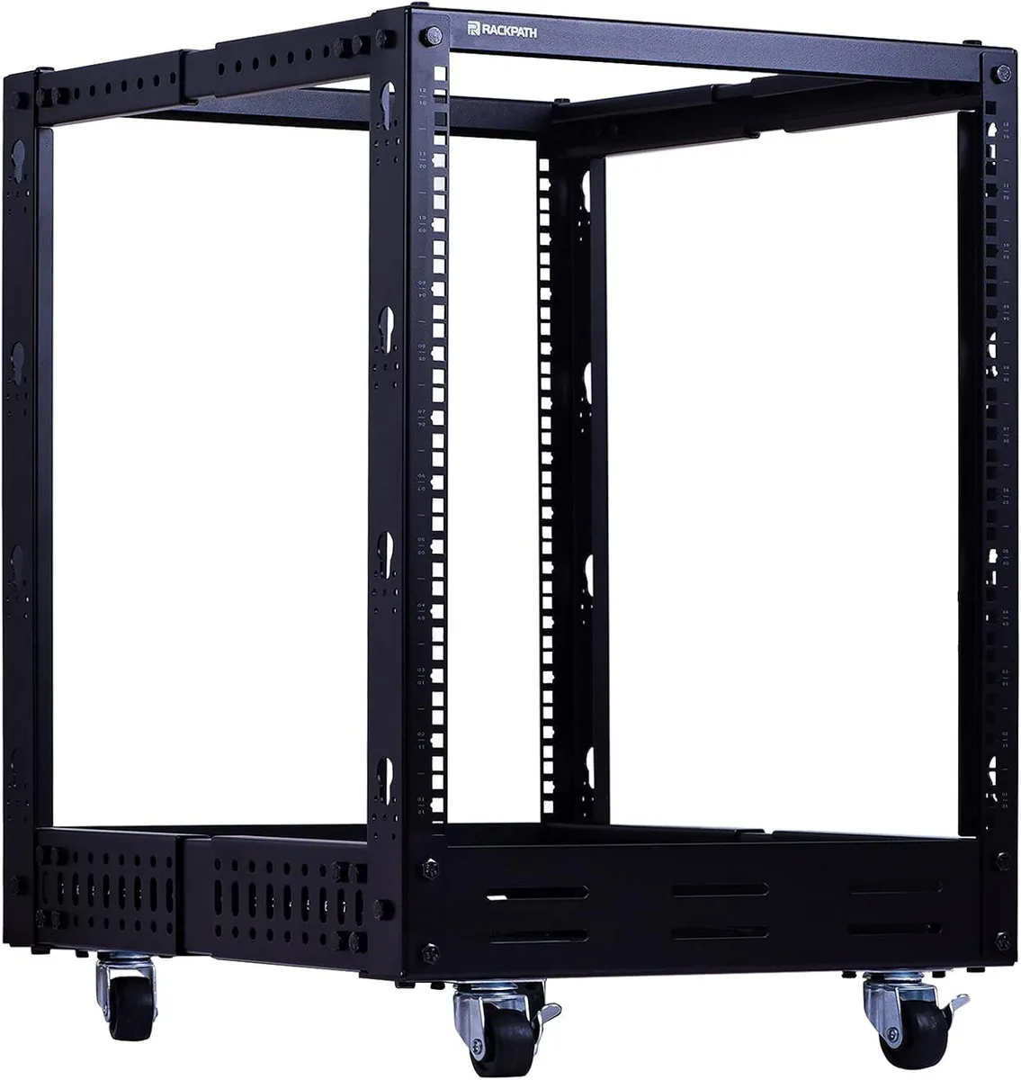 PISKEKAT PISKEKAT 12U Open Frame Server Rack 4 Post Adjustable Depth Casters — product photo