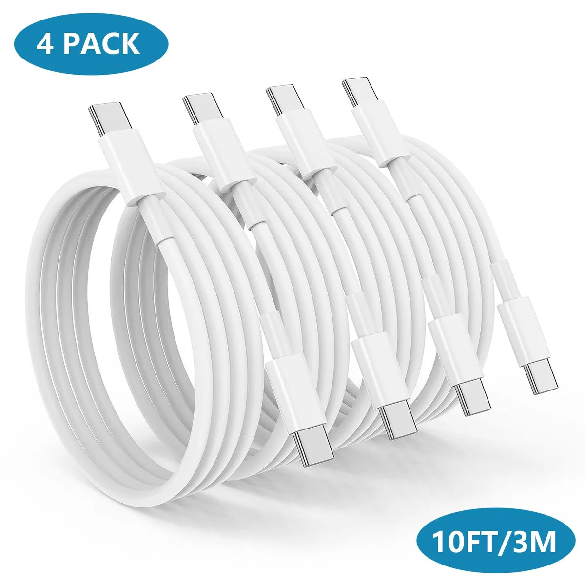 SMA SMA USB C to USB C Cable 100W 10FT White 4 Pack — product photo