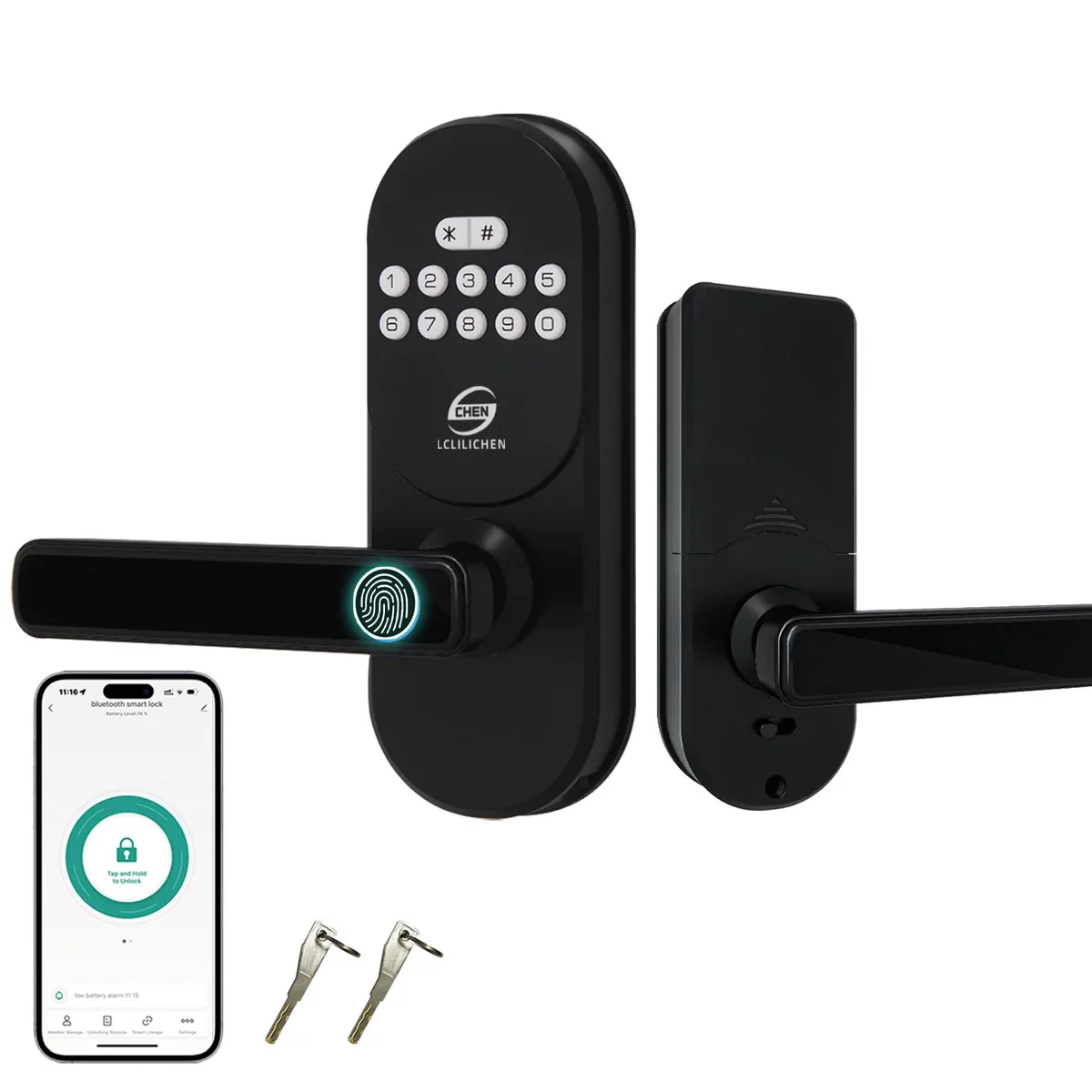  CHEN LCLILICHEN H5 Smart Door Lock Black 2.76 x 0.79 x 12.64 in — product photo