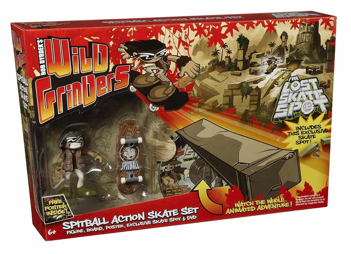Mattel Wheels Mattel Wheels Wild Grinders Spitball Action Skate Set with DVD 34 inch — product photo