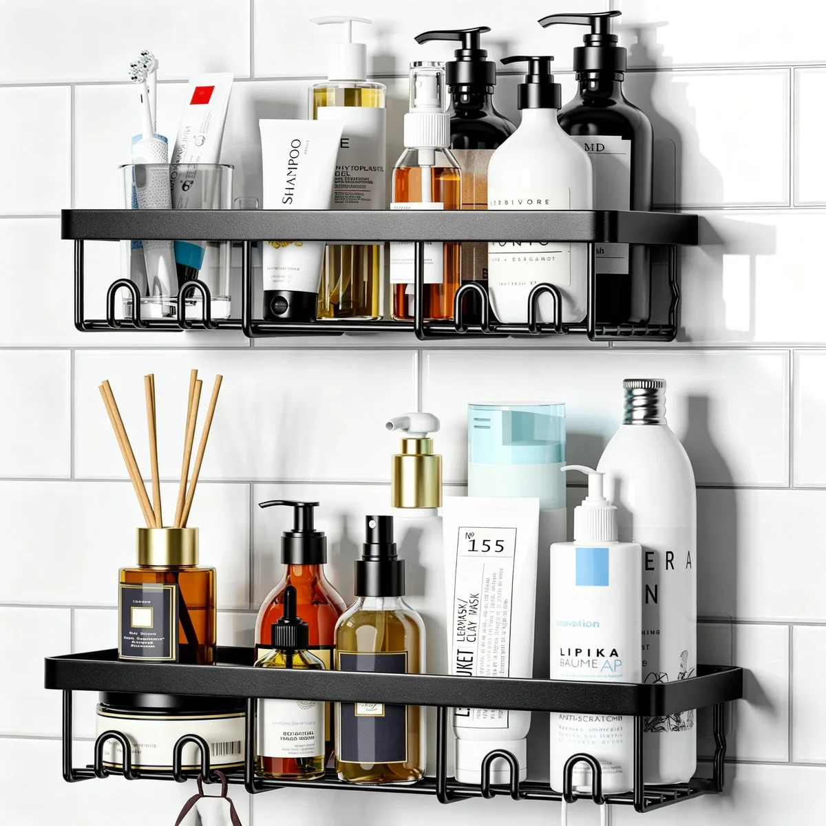  Decolav Shower Caddy Black 14.33in W 12.83in H 9.06in D 40lb Self-Adhesive Bath Storage — product photo