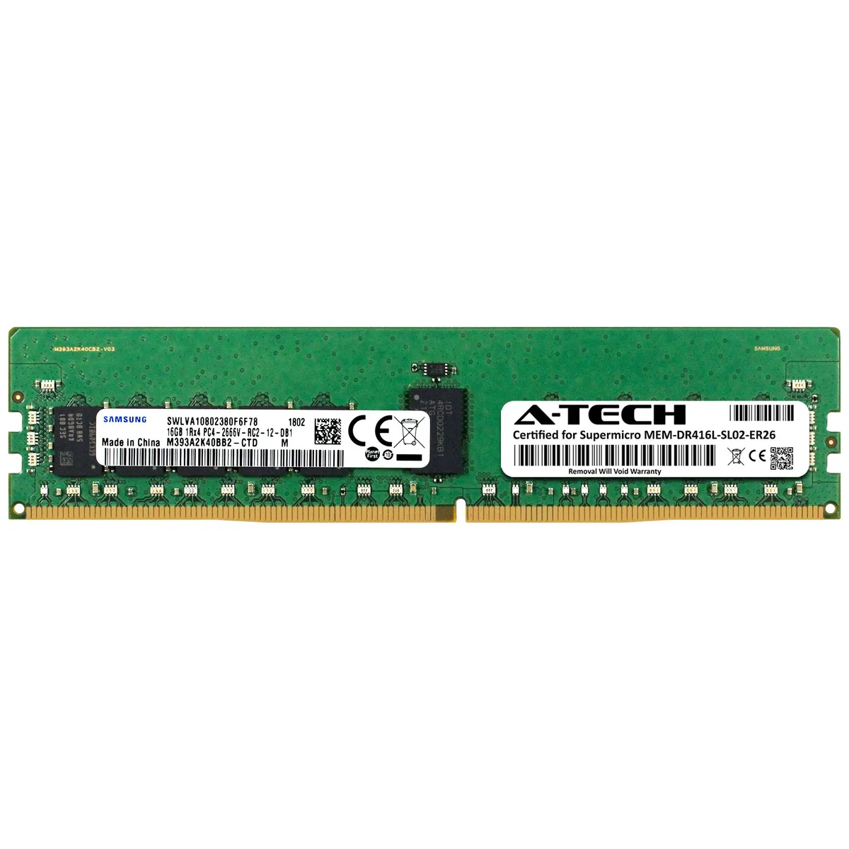 A-Tech A-Tech 16GB DDR4 2666MHz CL19 1Rx4 ECC Registered RDIMM 288-Pin Server Memory — product photo