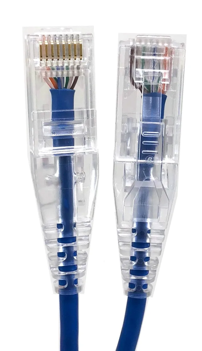 Micro Connectors Micro Connectors CAT6A 10Gbps 28 AWG Ultra Slim 5 ft Blue 5-Pack — product photo