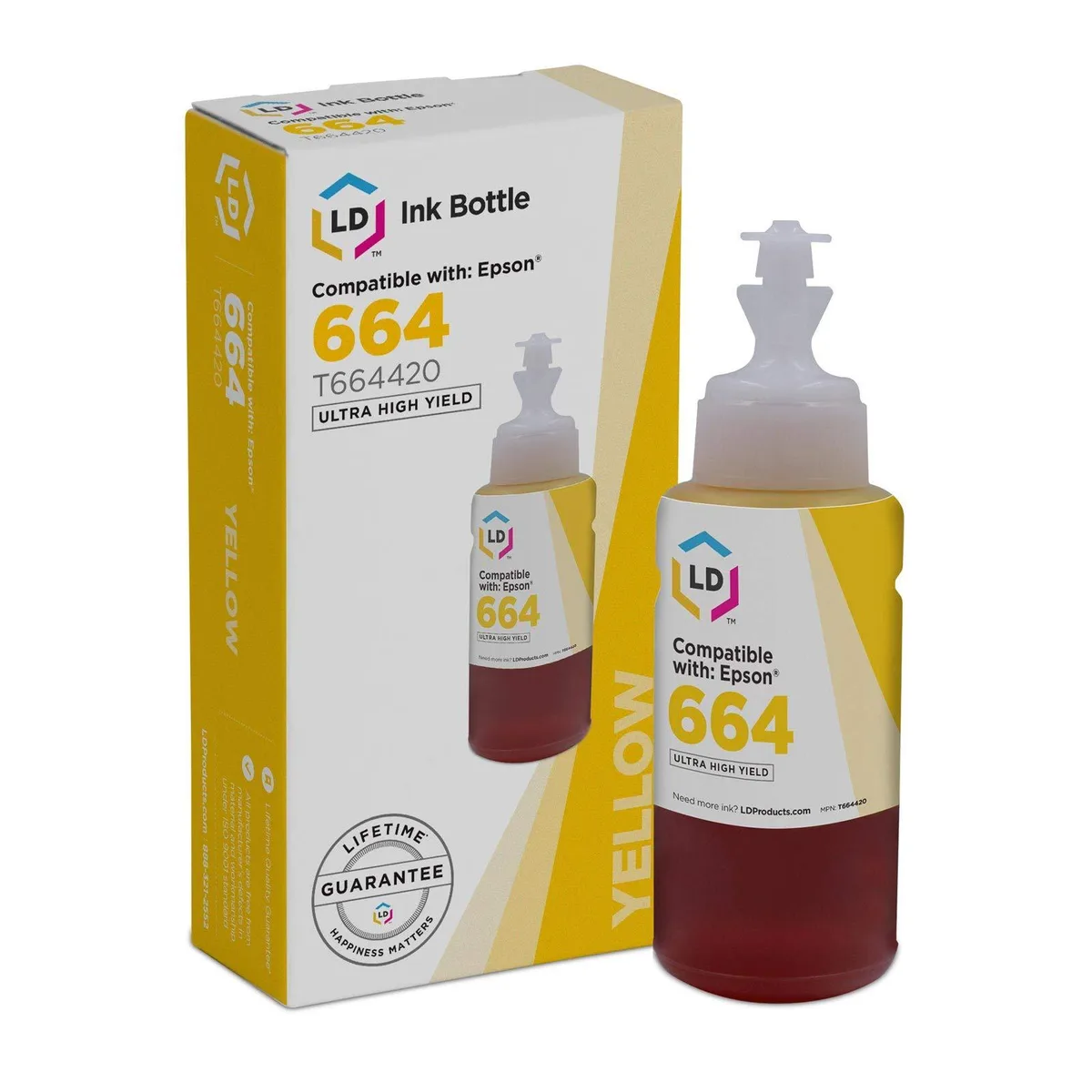 LD Products LD Products Compatible Ink Bottle for Epson 664 T664420 High Yield Yellow 6500 Pages — product photo