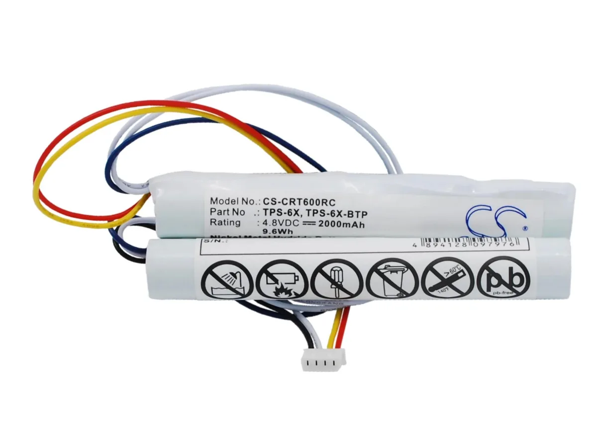 Rectangular lithium-ion battery pack with label showing 2000mAh 9.60Wh
