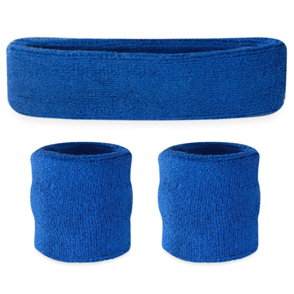  Suddora Sweatband Set 2 Wristbands 1 Headband Blue children's activewear — product photo