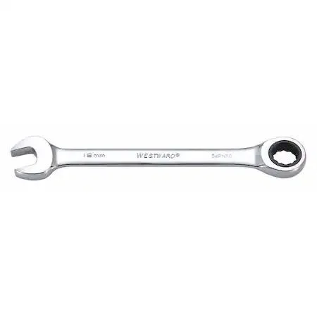 Chrome 18 mm combination wrench with 15 degree offset head