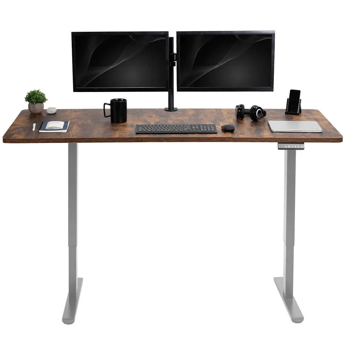 VIVO VIVO Electric Dual Motor Standing Desk 71 x 30 Vintage Brown Gray — product photo
