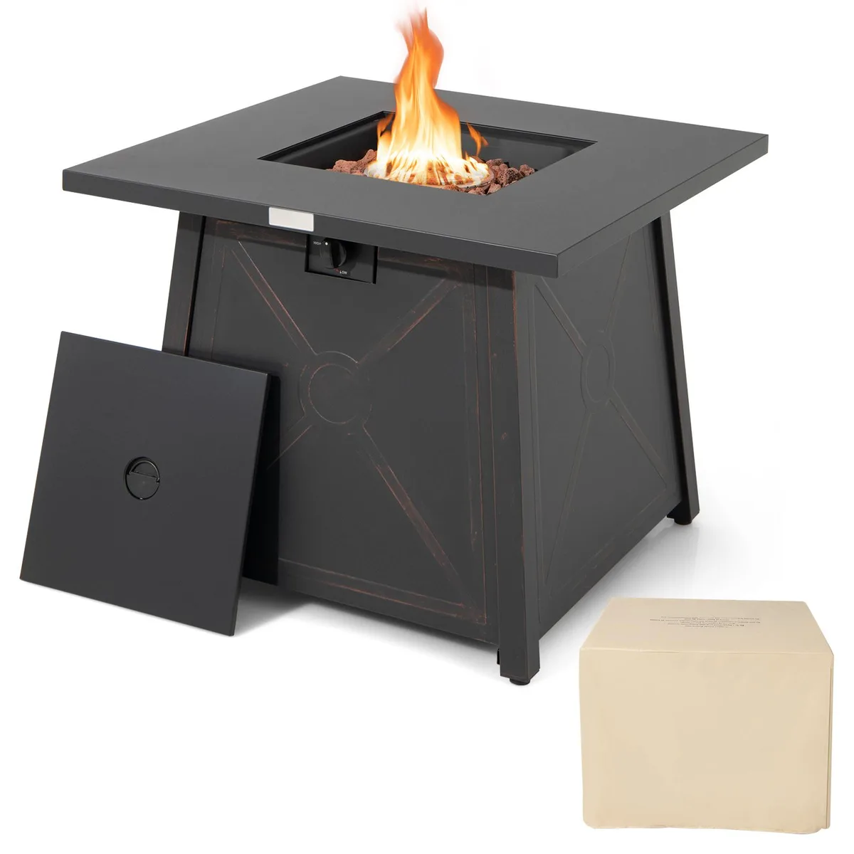 SlickBlue SlickBlue 30 Inch Square Propane Gas Fire Table 50000 BTU 20 lbs Cover — product photo