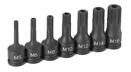 Seven-piece tamper-proof triple square driver set in a case
