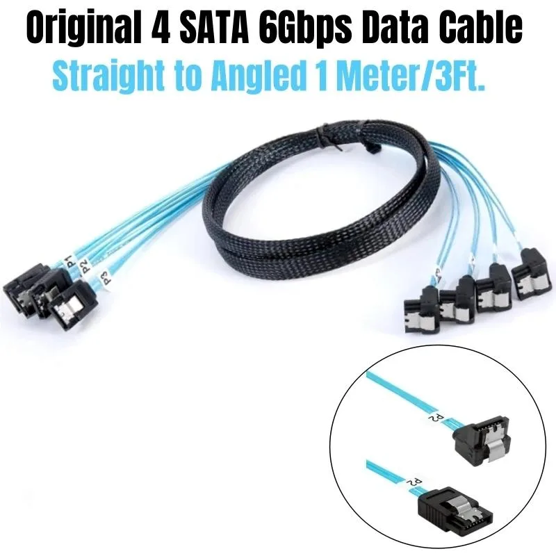YEPLOOK YEPLOOK 4 SATA 3.0 1m Straight to Angled SAS 7Pin Blue sata cable — product photo