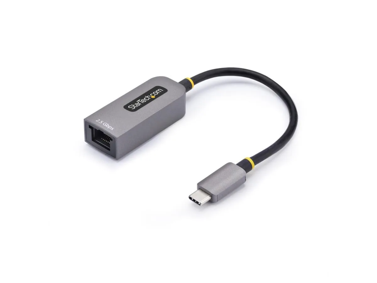 Compact USB-C to RJ45 network adapter with matte finish