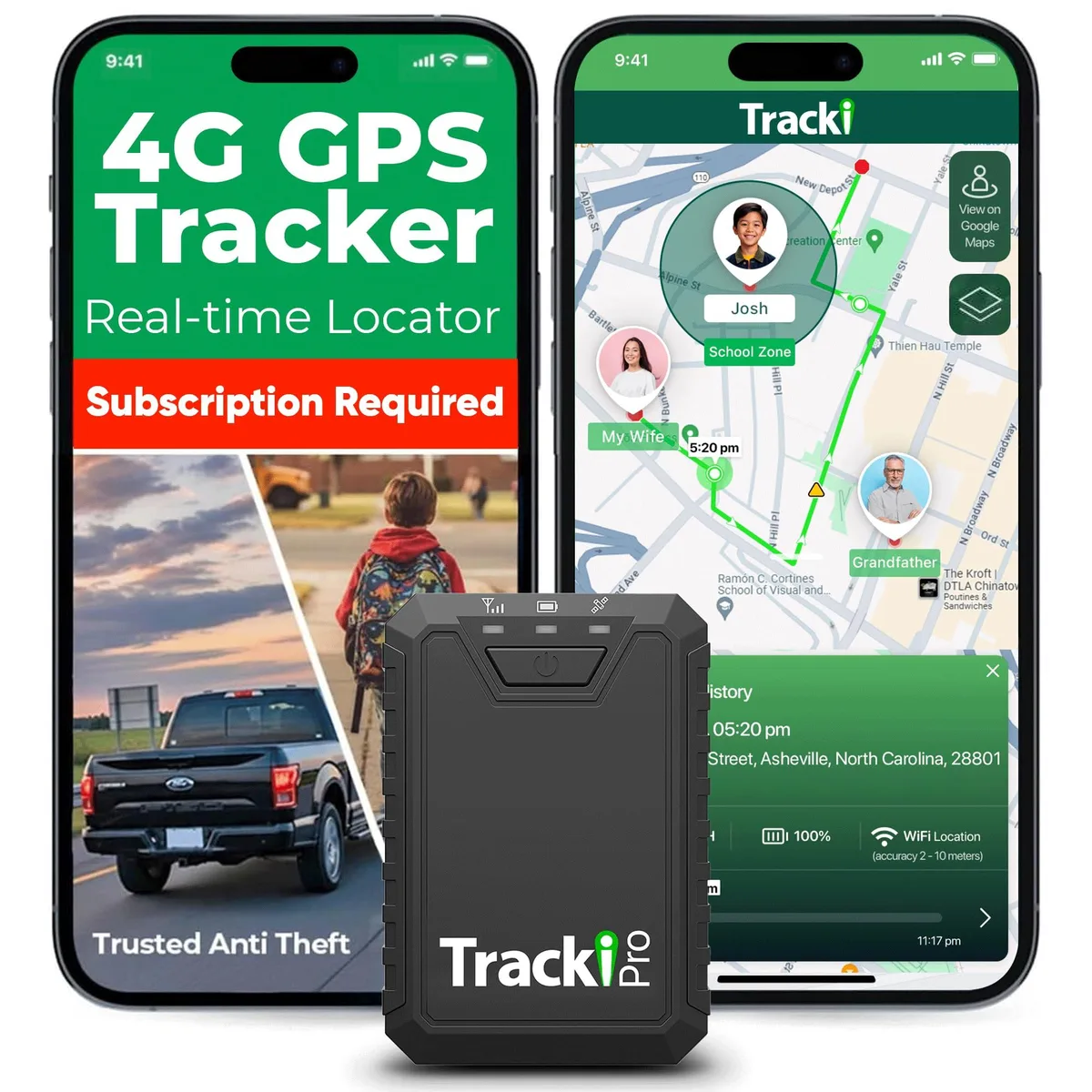  Tracki Pro GPS Navigation 4G LTE 12 Channel 2GB 80 Day Battery Black 90x63x37mm — product photo