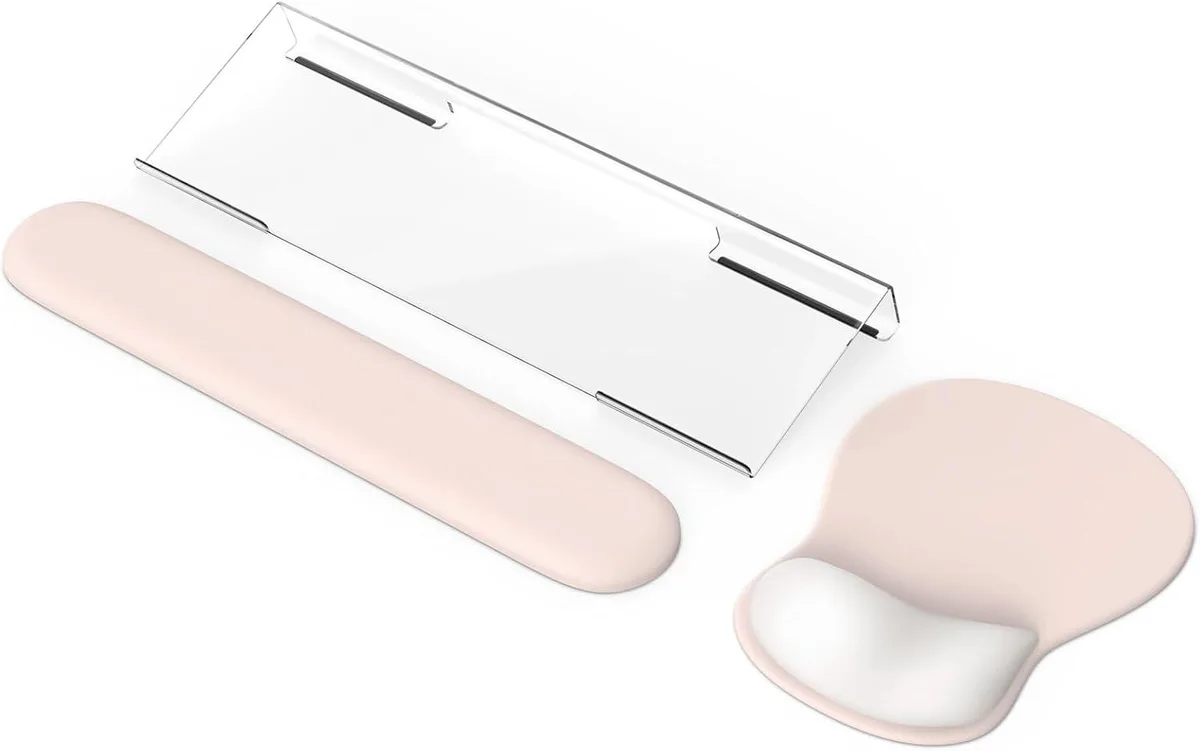 Kenuco Kenuco Keyboard Wrist Rest Beige Ergonomic Mouse Pad with Wrist Support Acrylic Clear Keyboard Stand — product photo
