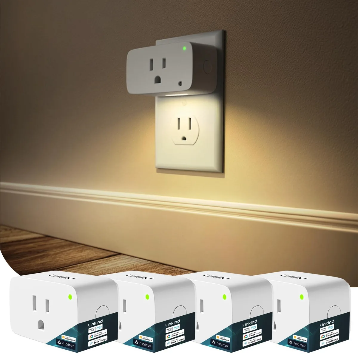 TP-LINK LC09003260 Matter smart plug 4-pack with night light — product photo