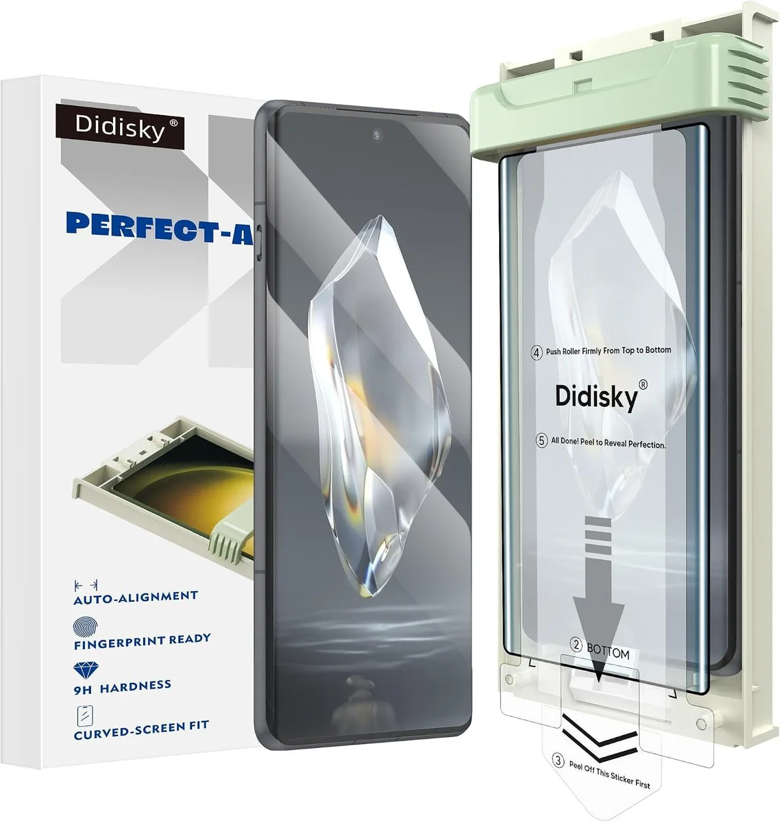 Two clear tempered glass screen protectors with alignment frames for OnePlus 12R