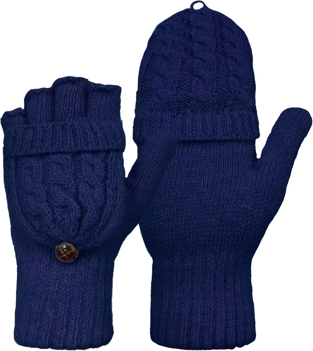 Tanvia Tanvia Fingerless Convertible Mittens Navy Blue — product photo