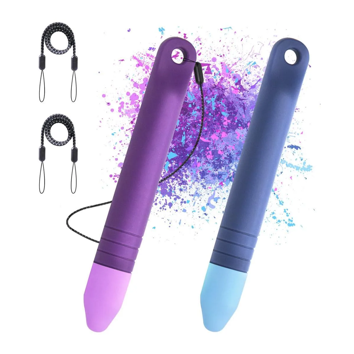  PureGear Kids Stylus Pen 2 Pack Blue Purple with Straps — product photo