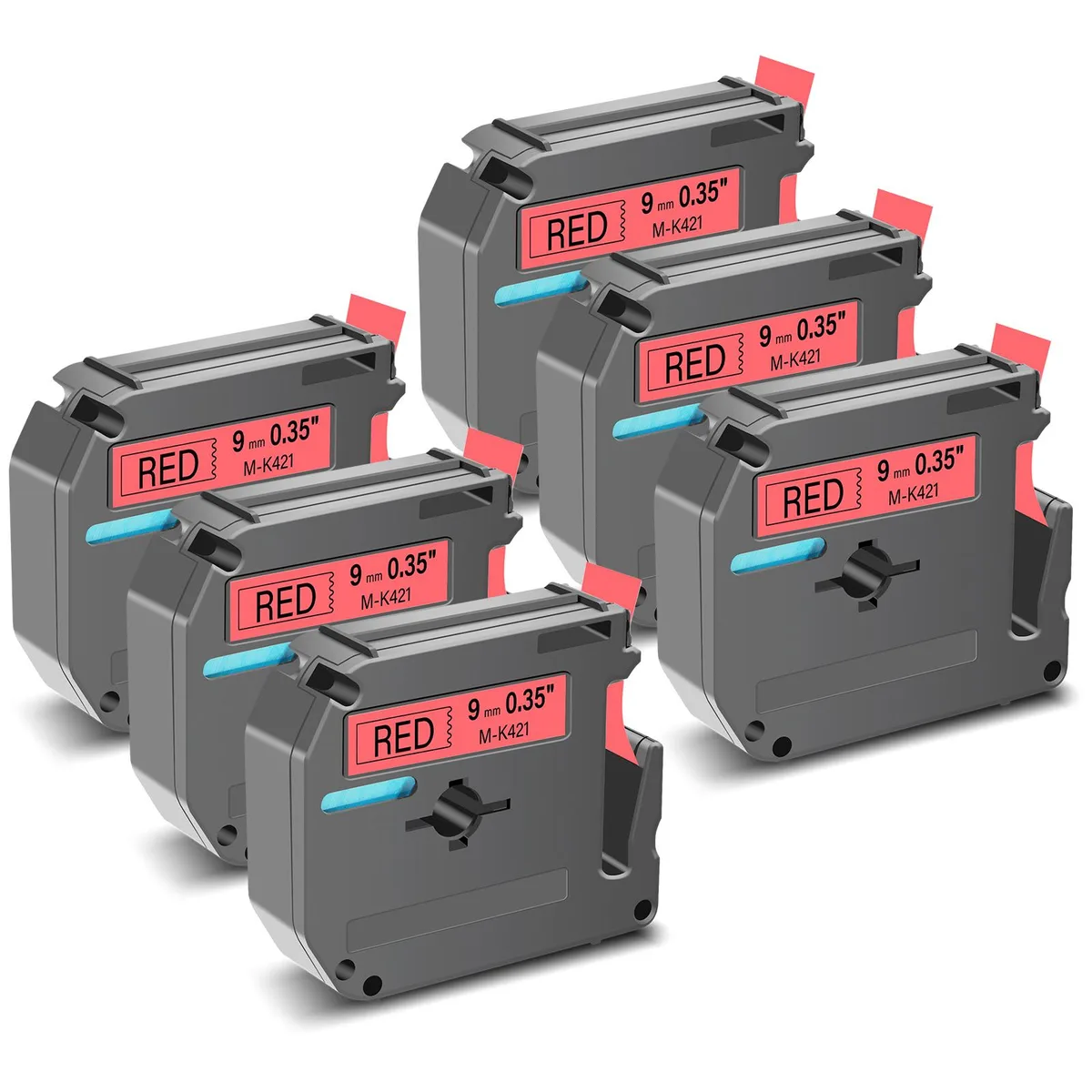 GREENCYCLE GREENCYCLE MK-421 Label Tape 9mm x 8m Black on Red 6 Pack — product photo