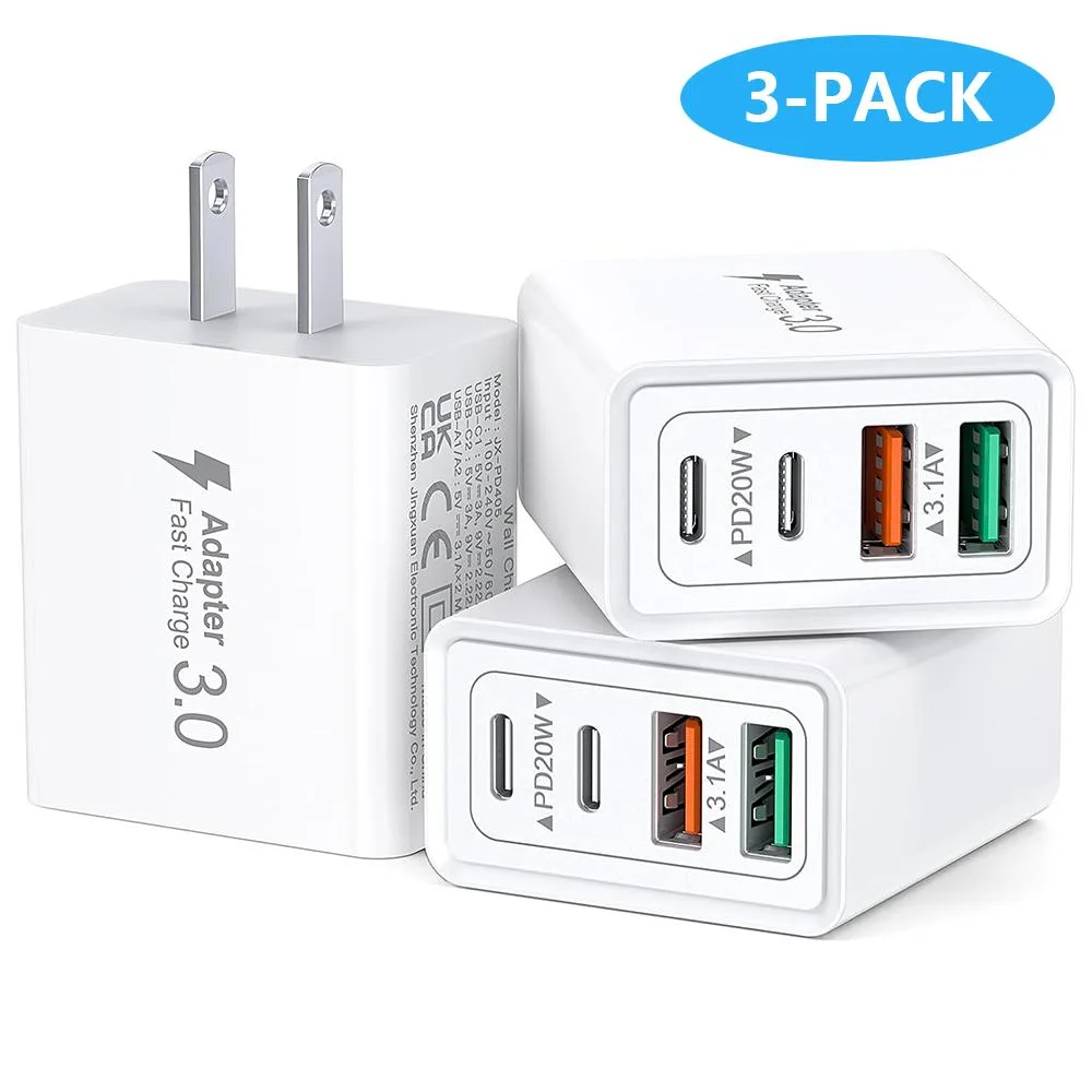 IHDAPP IHDAPP 40W 4-Port USB C Charger 3 Pack White — product photo