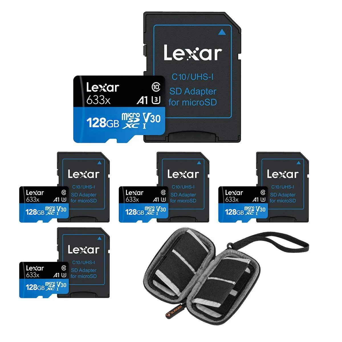 Lexar Lexar BLUE 633x 128GB UHS-I microSDHC 5-Pack with Wallet — product photo