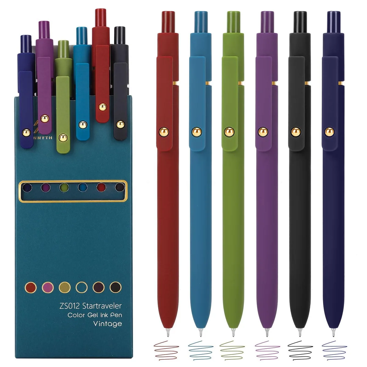  Ddaowanx Colored Gel Pens 0.5mm Fine Point 6Pcs Vintage Colors — product photo