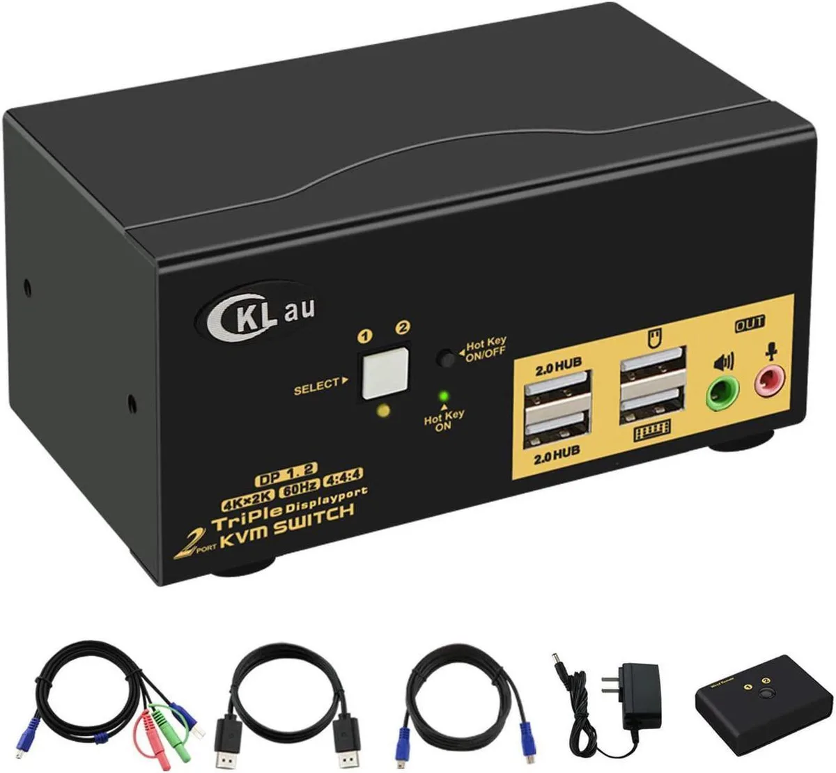Vszerda Vszerda 2-Port Triple Monitor DP 1.2 KVM Switch 4K@60Hz — product photo