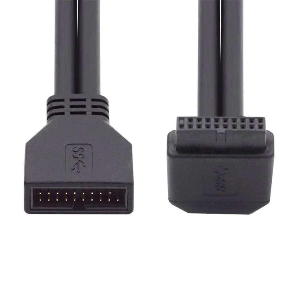 Fervit Fervit USB 3.0 20Pin 19Pin Male to Female 90 Degree Up Mainboard Extension Cable — product photo