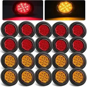 BFKK BFKK 2.5" Round LED Trailer Marker Lights 13 LEDs 10 Amber 10 Red — product photo