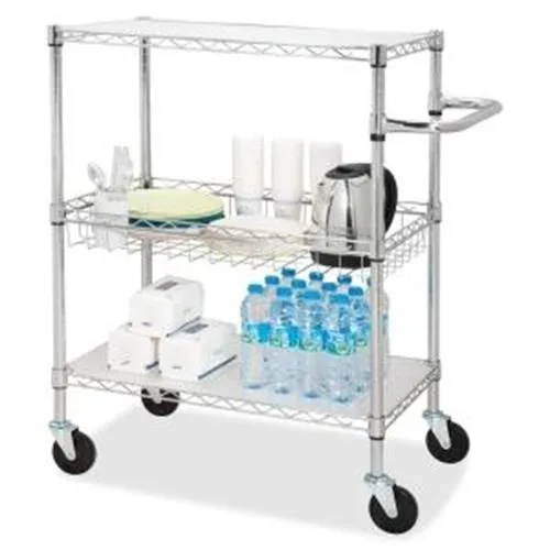 Lorell Lorell 84859 3-Tier Wire Rolling Cart 16x26x40 Office Furniture — product photo