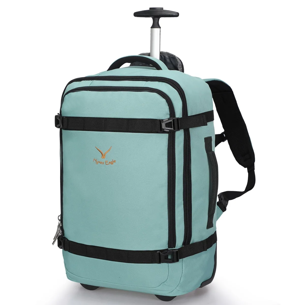 GSM Outdoors GSM Outdoors 2 in 1 accessory rolling backpack 42L mint green — product photo