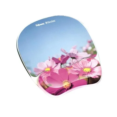 FELLOWES FELLOWES 9179001 Photo Gel Pink Flowers mouse pad with wrist pillow — product photo